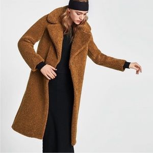 🩶🤎 ZARA Brown Teddy Coat Oversized Small 🤎🩶